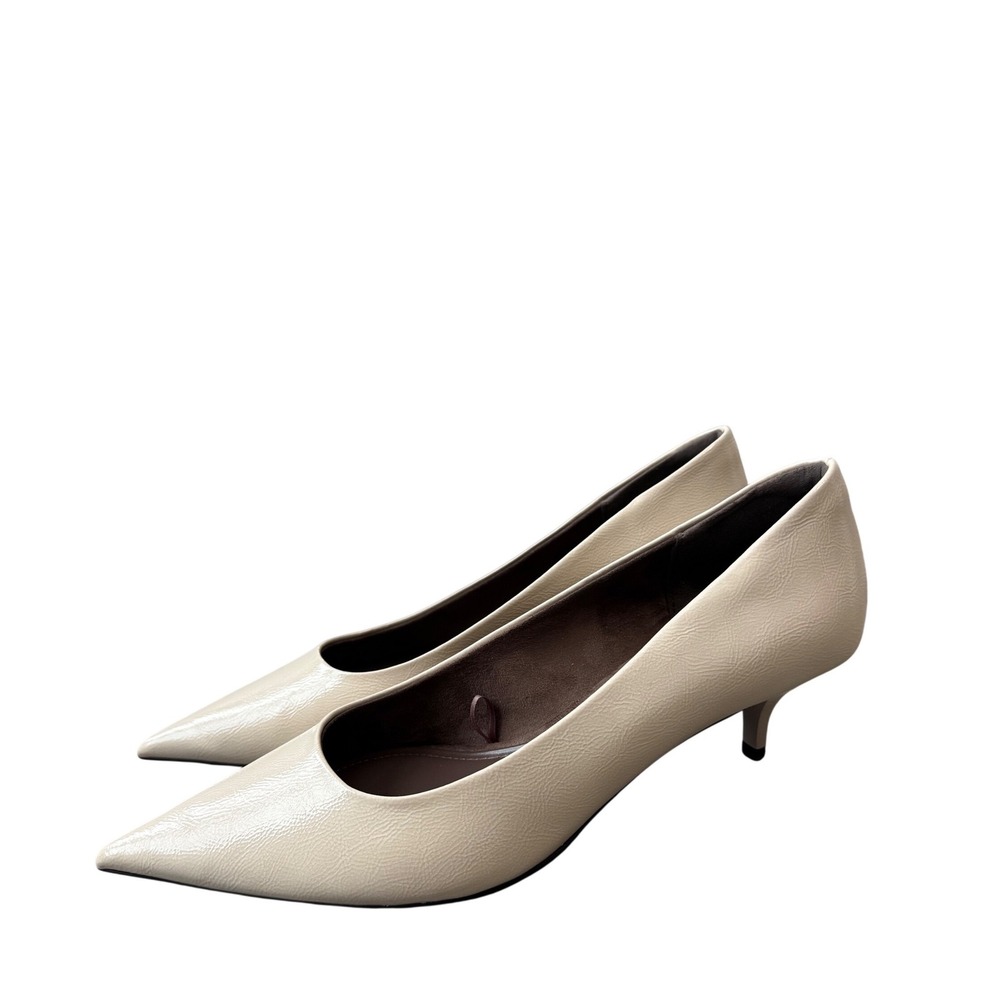 Zara Beige Pointed Toe Kitten Heel Pumps‎ EU 39 US 8.5 Nude Cream - Picture 5 of 10